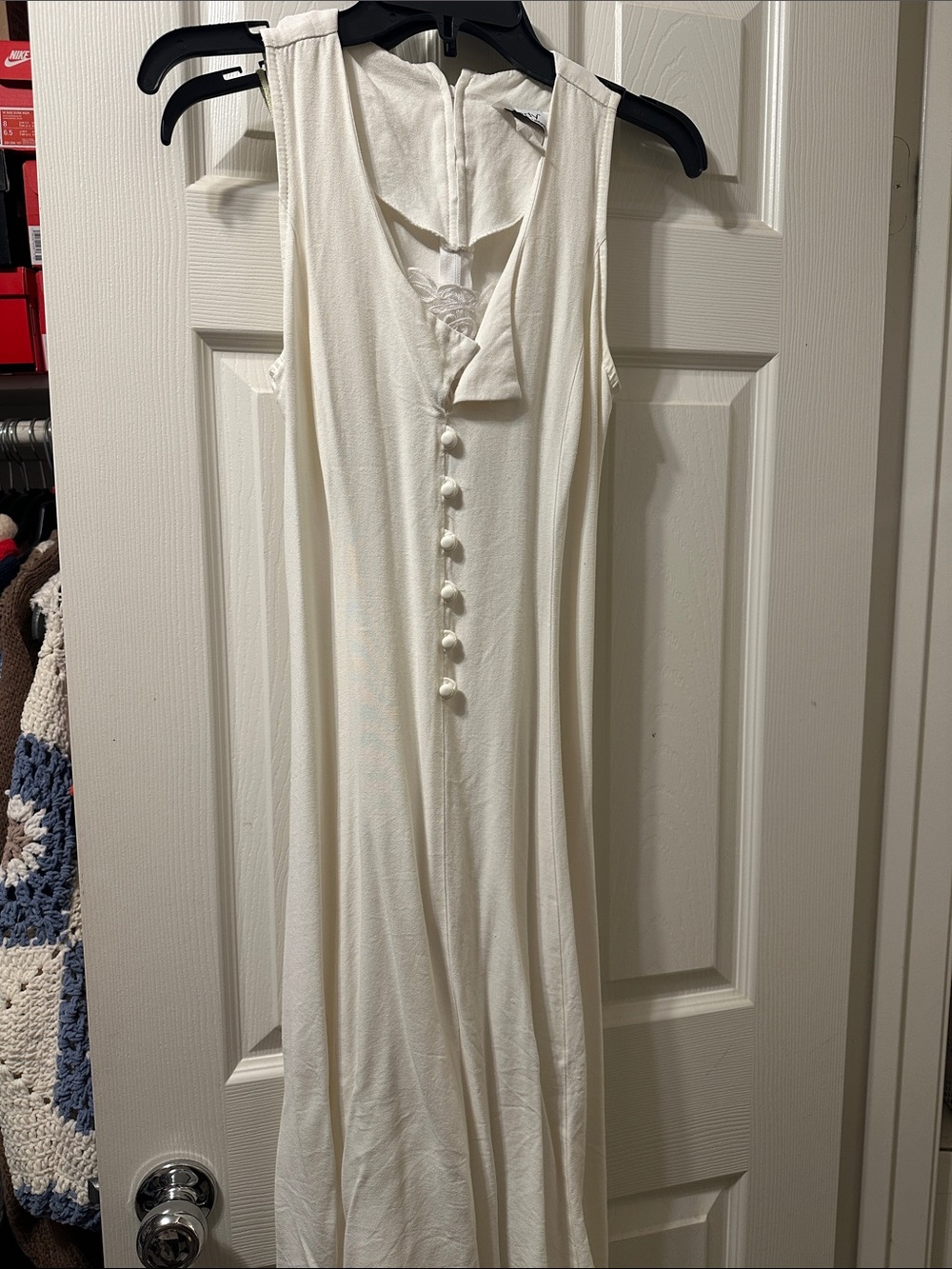 Vintage milkmaid midi dress white lace size 7